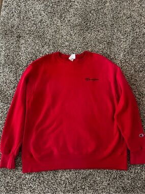 Champion Red Crewneck Sweatshirt with Logo